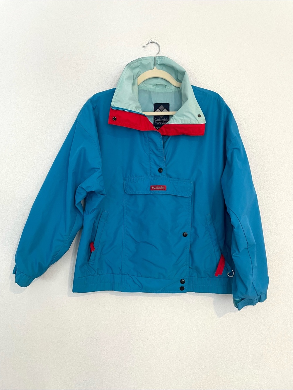 Vintage 80s 90s Columbia Colorblock Anorak Teal Women's M Retro Jacket